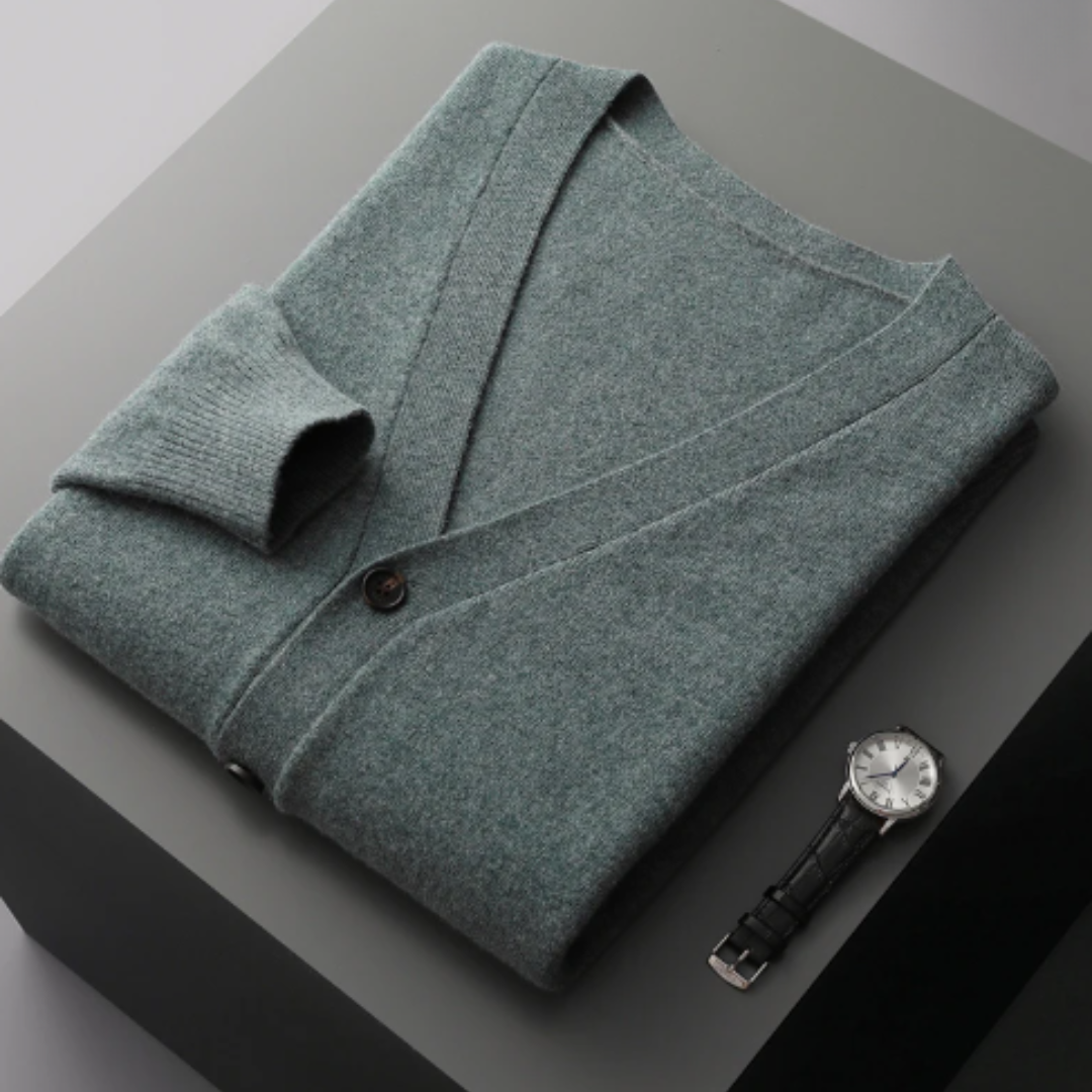 Cardigan tricoté à col en V pour homme