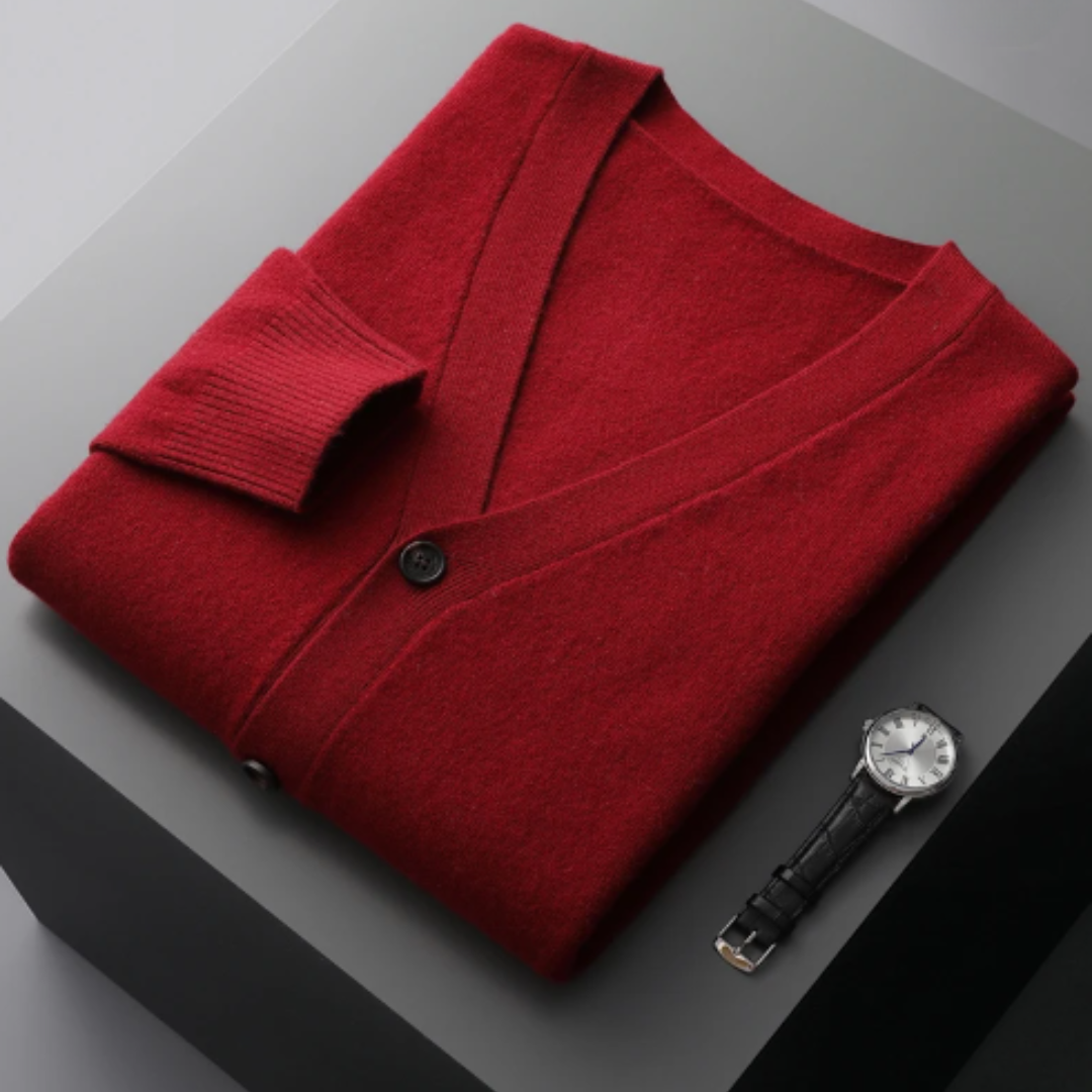 Cardigan tricoté à col en V pour homme