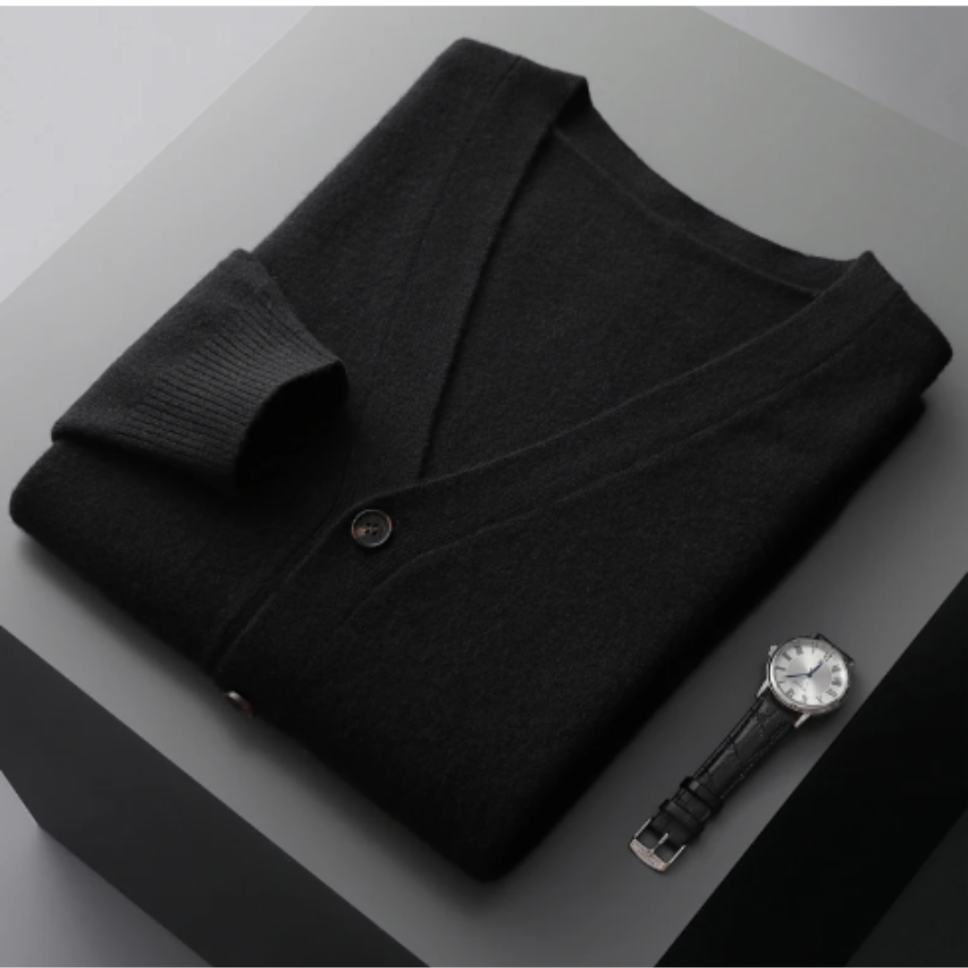 Cardigan tricoté à col en V pour homme