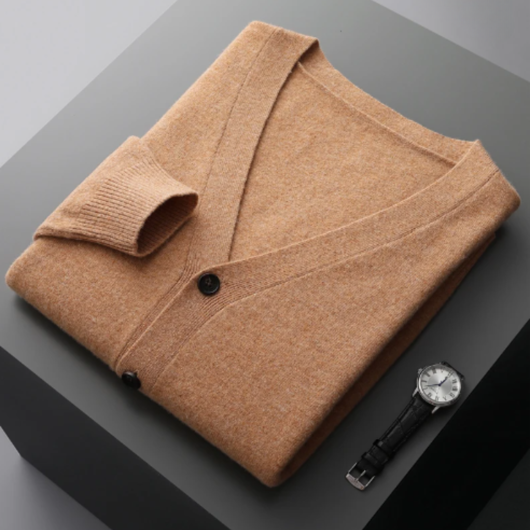 Cardigan tricoté à col en V pour homme
