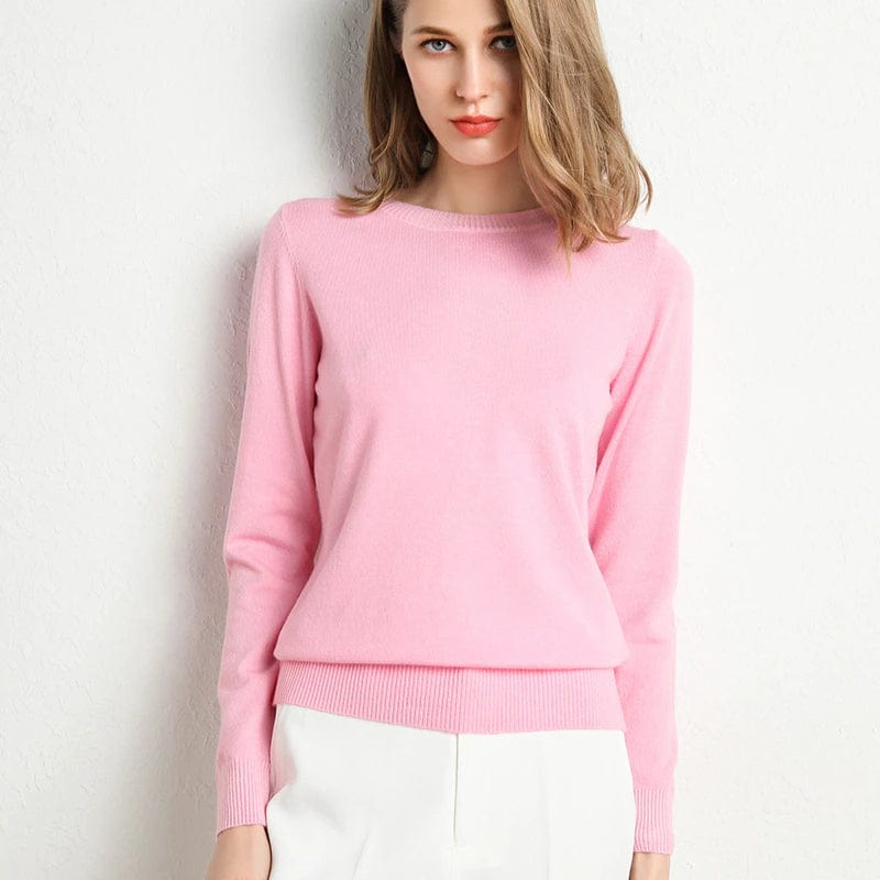 Cashmere Jumper with Classic Neckline for the Autumn Season
