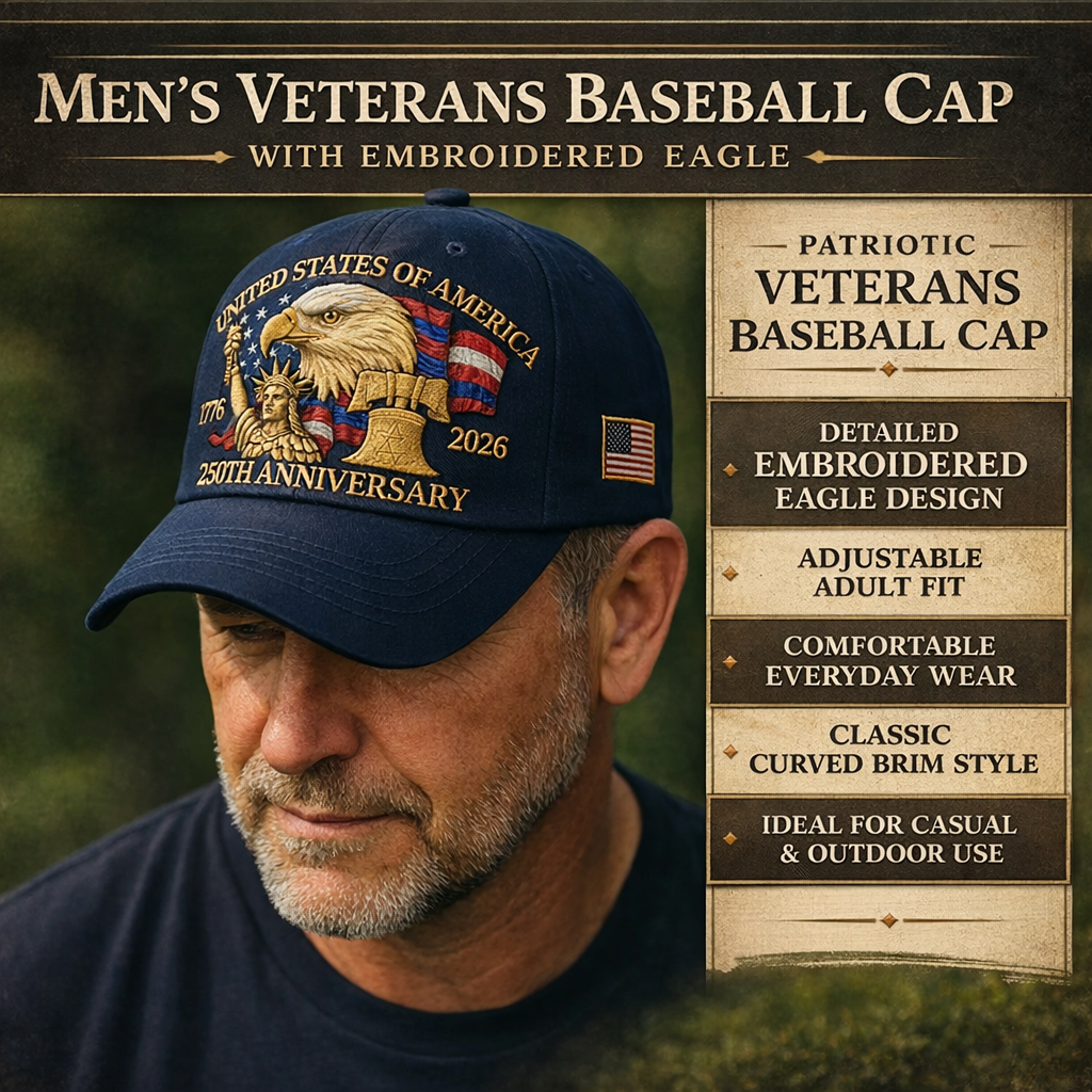 Casquette de baseball pour homme avec broderie aigle pour vétérans