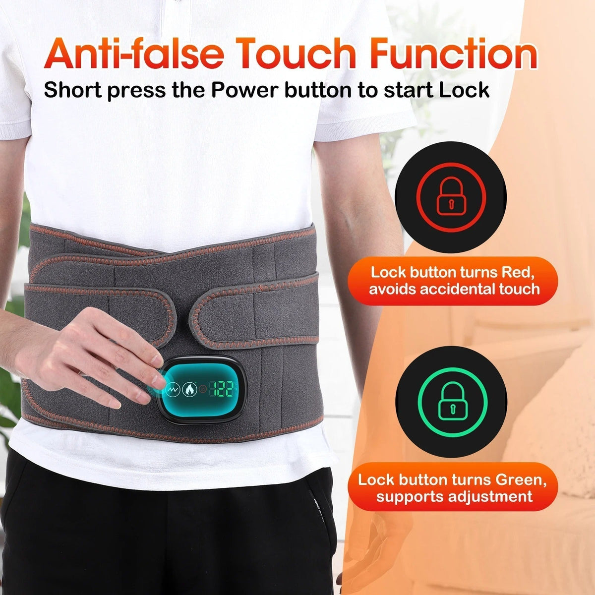 Ceinture lombaire chauffante à thérapie thermique réglable