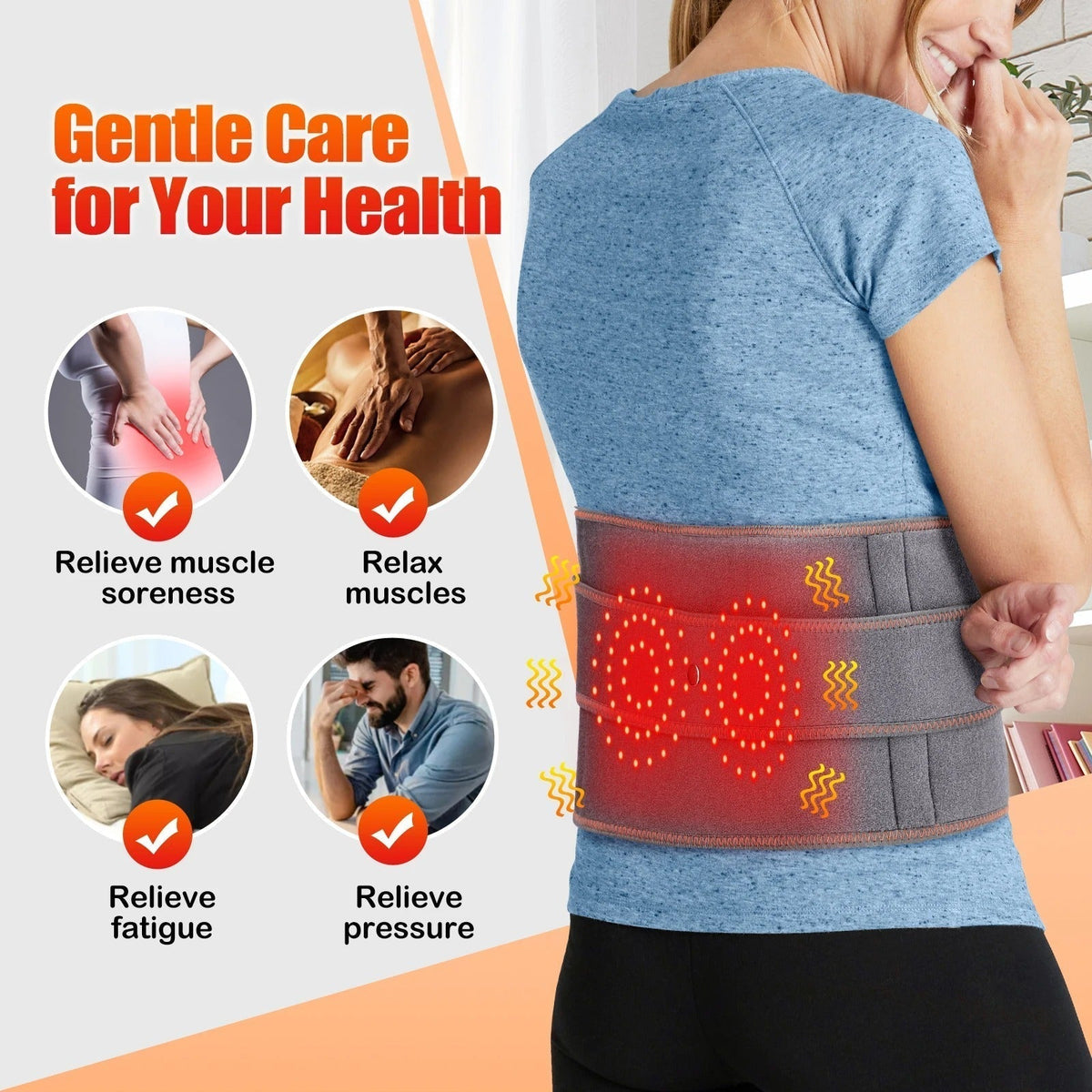Ceinture lombaire chauffante à thérapie thermique réglable