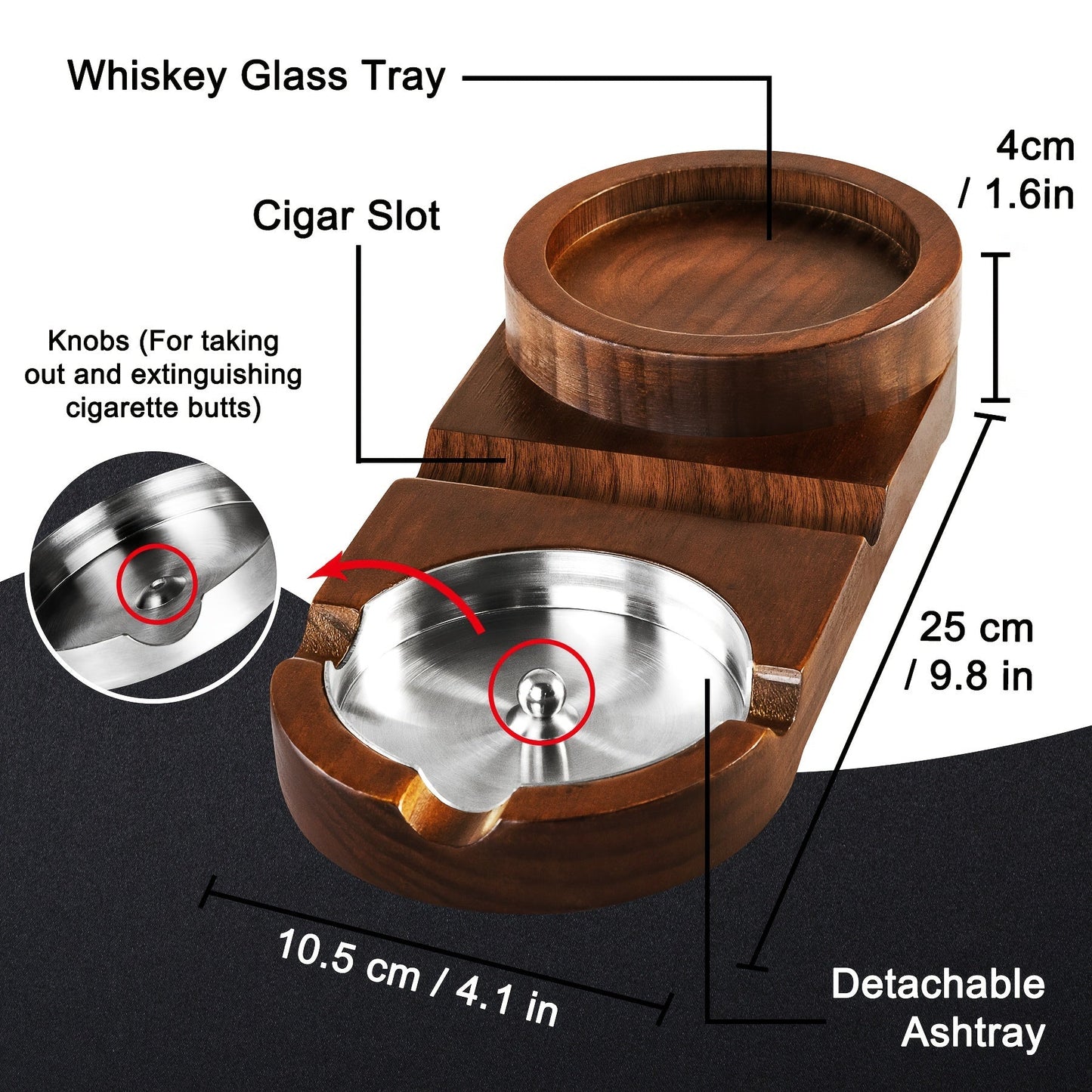 Cendrier à cigare créatif et plateau pour verre à whisky - CADEAU idéal pour la Fête des Pères ou cadeau d'entreprise