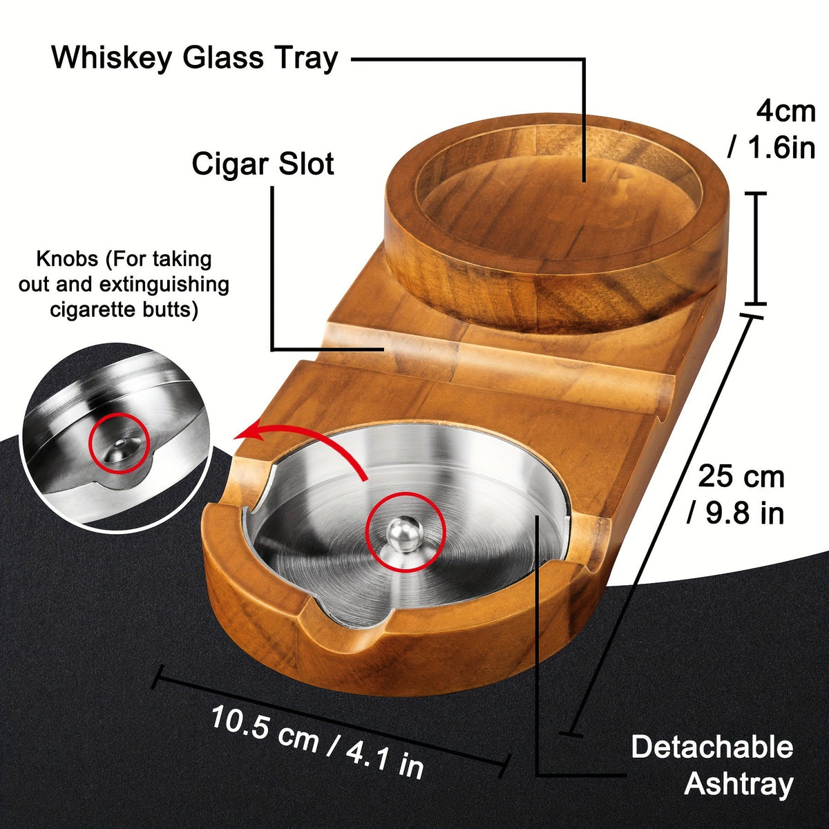 Cendrier à cigare créatif et plateau pour verre à whisky - CADEAU idéal pour la Fête des Pères ou cadeau d'entreprise