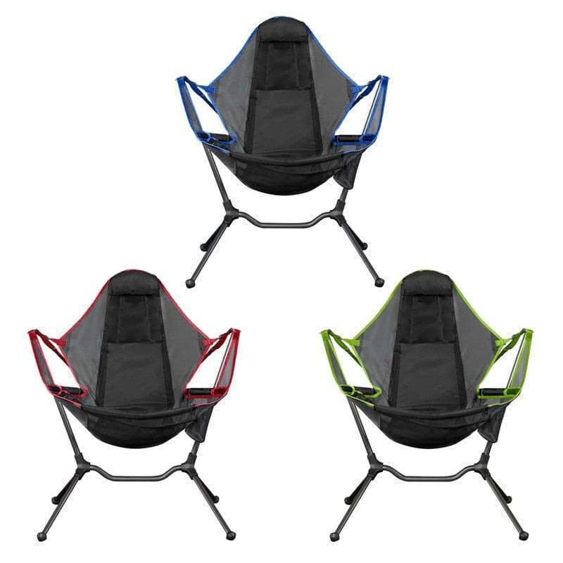 Chaise basculante pliante d'extérieur portable avec oreiller pour camping et pêche