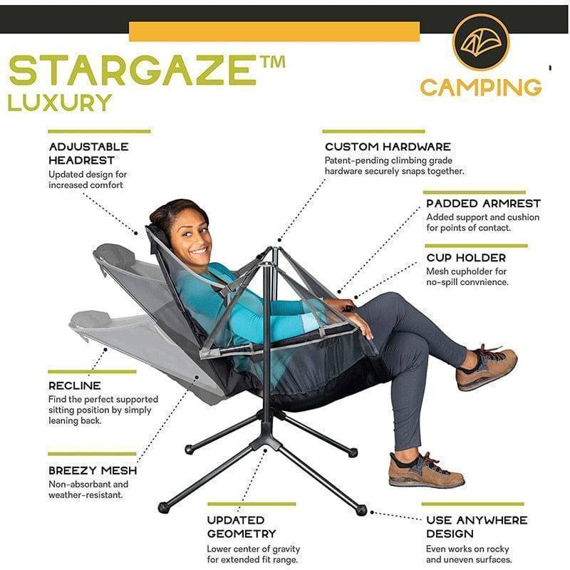 Chaise basculante pliante d'extérieur portable avec oreiller pour camping et pêche