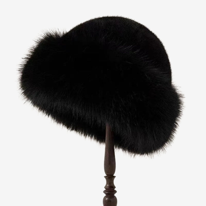 Chapeau bob en fourrure moelleux avec cache-oreilles