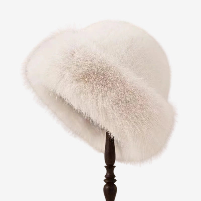 Chapeau bob en fourrure moelleux avec cache-oreilles