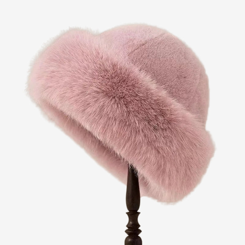 Chapeau bob en fourrure moelleux avec cache-oreilles