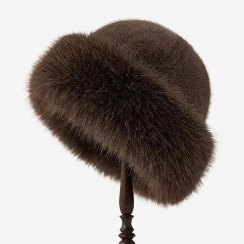 Chapeau bob en fourrure moelleux avec cache-oreilles