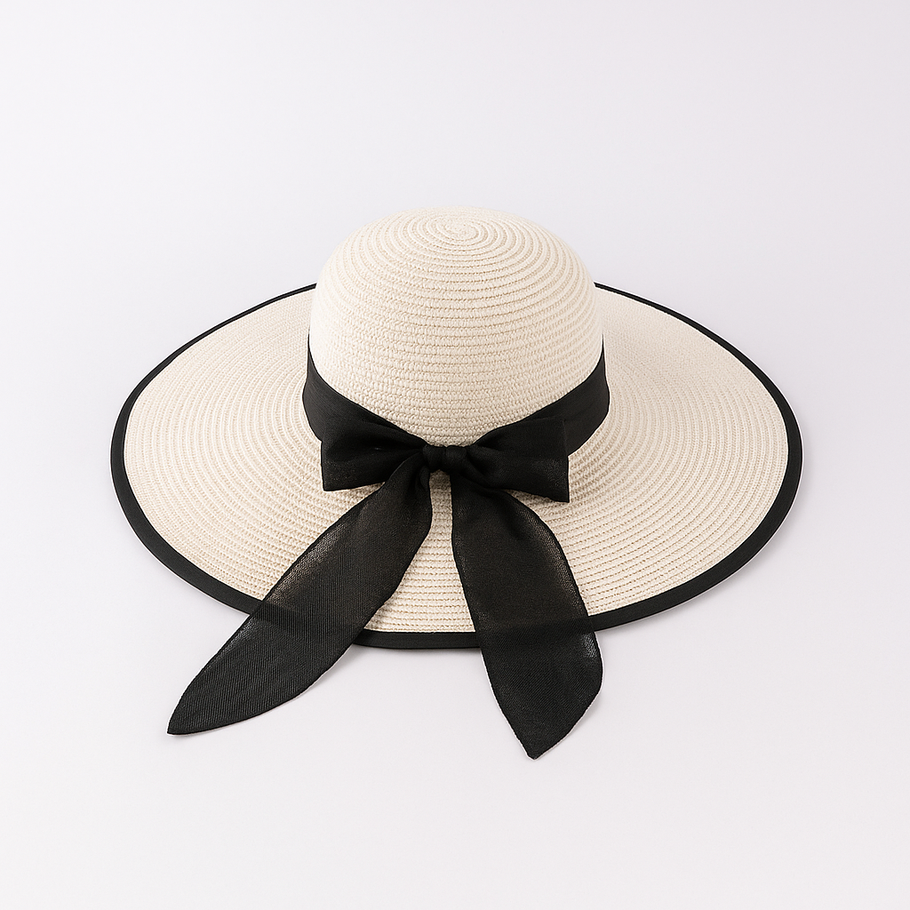 Chapeau de plage en paille à large bord pour femme