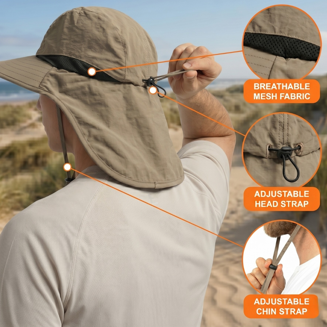 Chapeau de soleil de randonnée avec protège-nuque | UPF 50