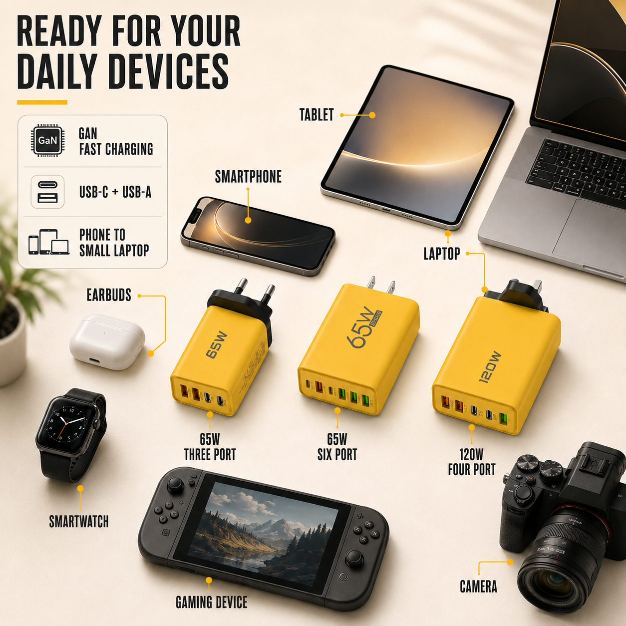 Chargeur mural compact GaN