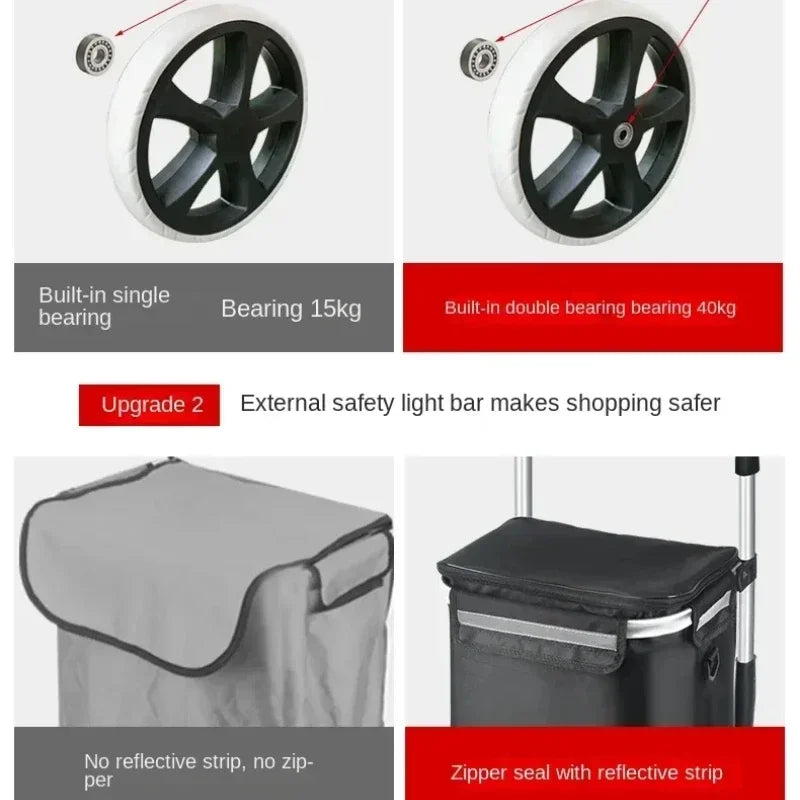 Chariot de courses pliable imperméable de grande capacité