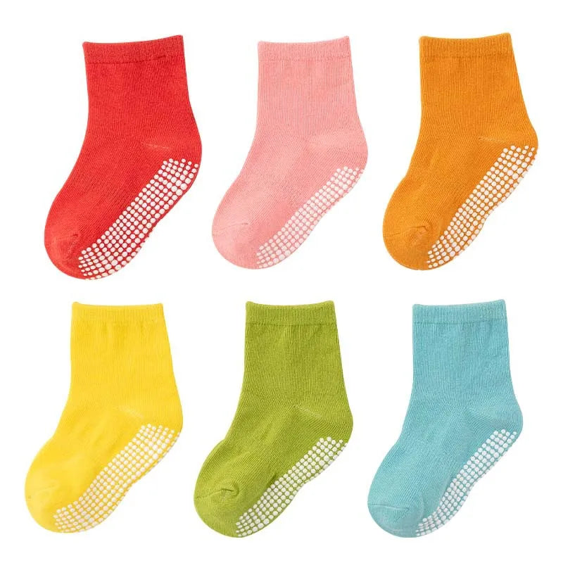 Chaussettes antidérapantes pour enfant - lot de 6 paires pour le jeu au printemps et en automne