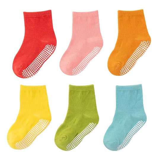 Chaussettes antidérapantes pour enfant - lot de 6 paires pour le jeu au printemps et en automne