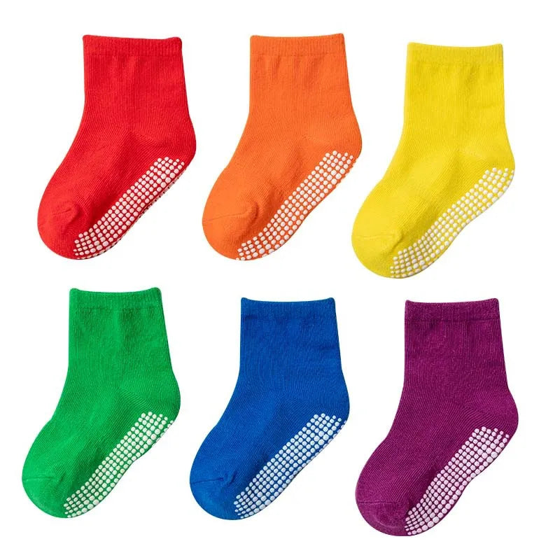 Chaussettes antidérapantes pour enfant - lot de 6 paires pour le jeu au printemps et en automne