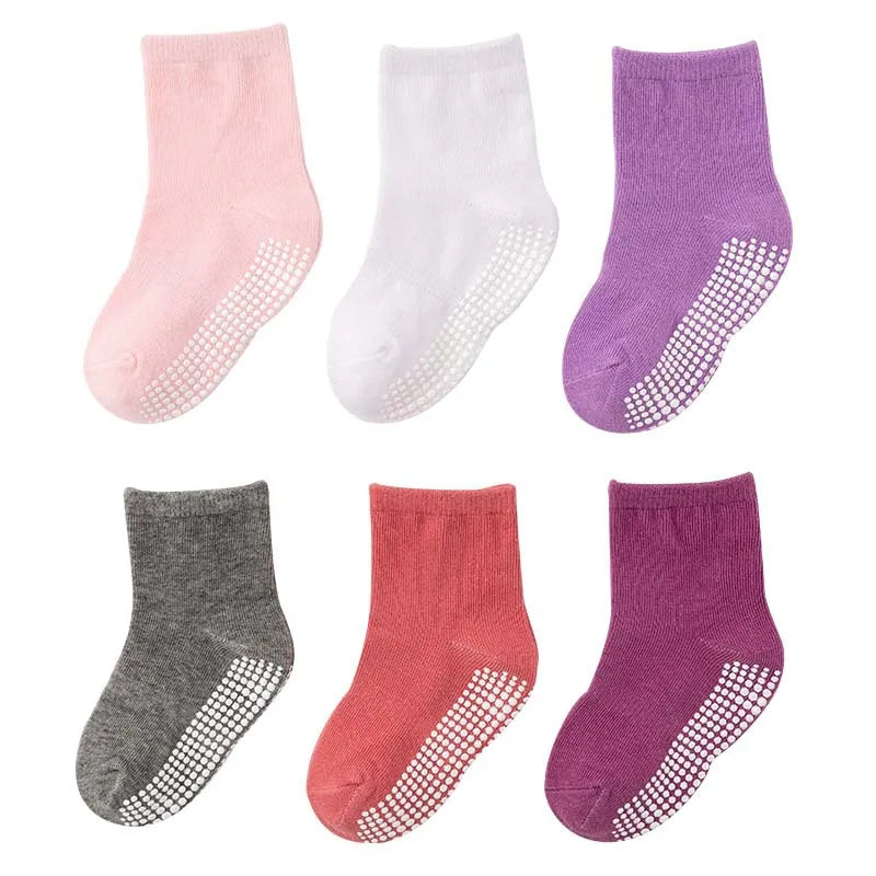 Chaussettes antidérapantes pour enfant - lot de 6 paires pour le jeu au printemps et en automne