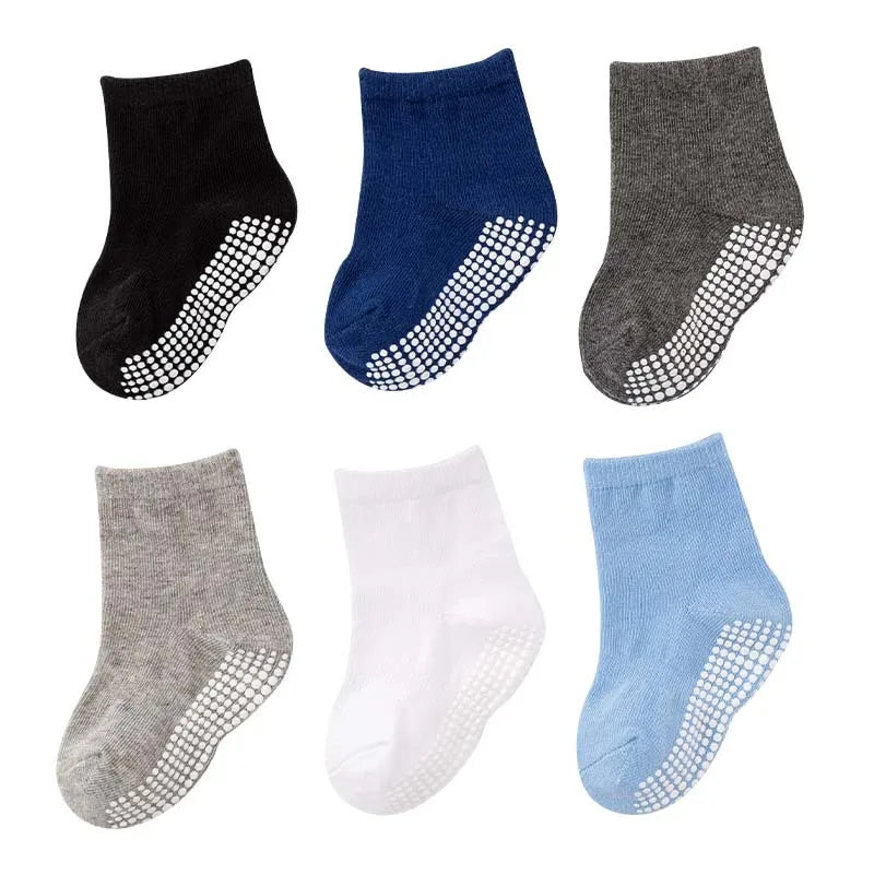 Chaussettes antidérapantes pour enfant - lot de 6 paires pour le jeu au printemps et en automne