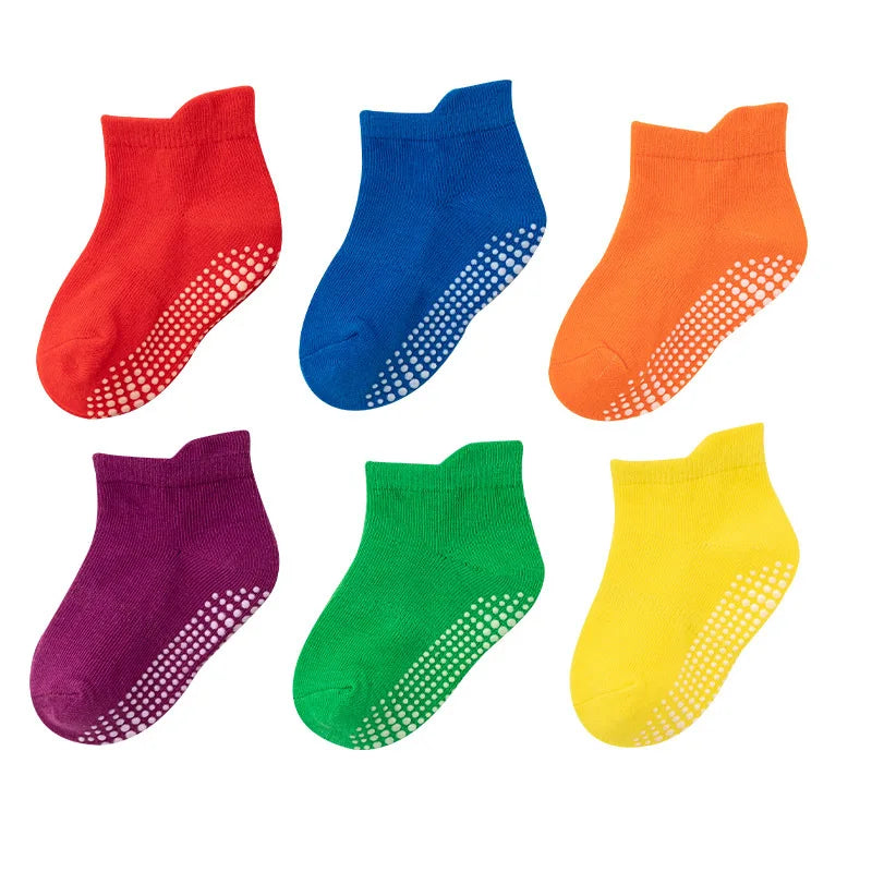 Chaussettes antidérapantes pour enfant - lot de 6 paires pour le jeu au printemps et en automne