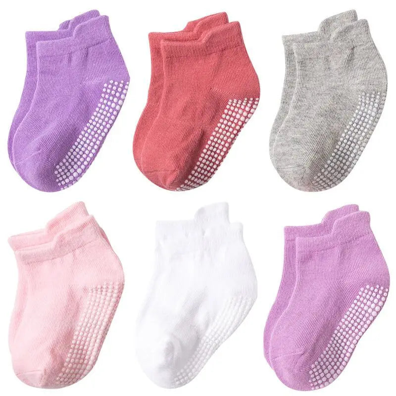 Chaussettes antidérapantes pour enfant - lot de 6 paires pour le jeu au printemps et en automne