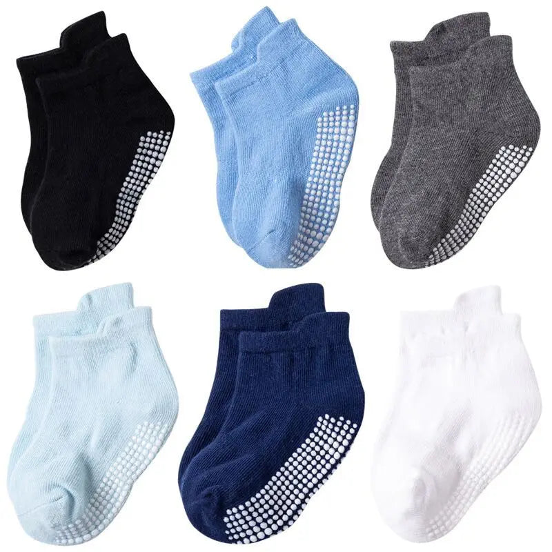 Chaussettes antidérapantes pour enfant - lot de 6 paires pour le jeu au printemps et en automne
