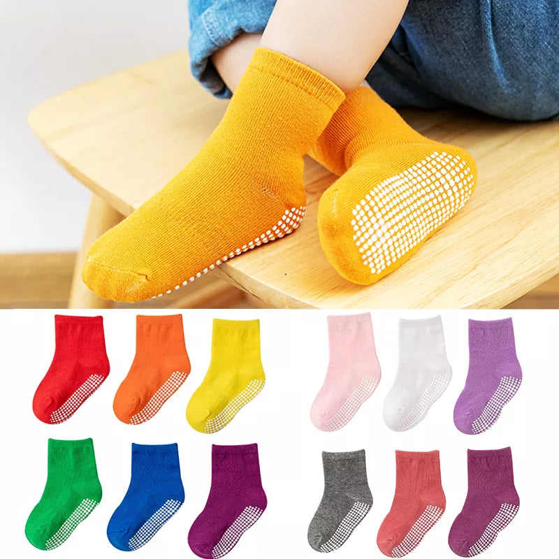Chaussettes antidérapantes pour enfant - lot de 6 paires pour le jeu au printemps et en automne
