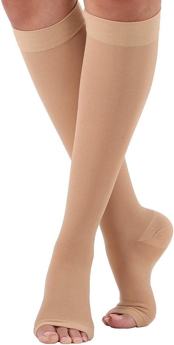 Chaussettes de compression graduelle à bout ouvert pour le soutien de la circulation sanguine