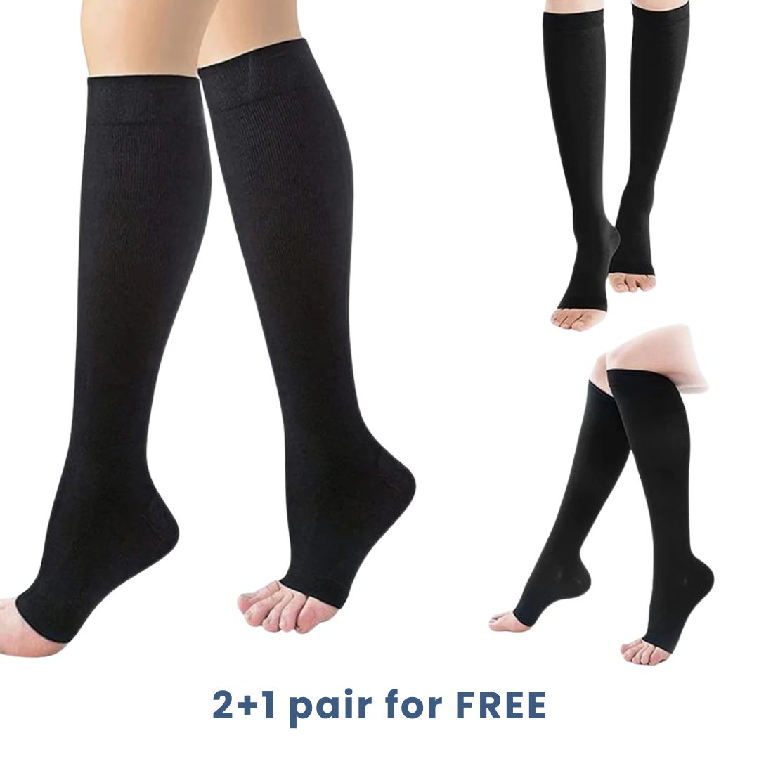 Chaussettes de compression graduelle à bout ouvert pour le soutien de la circulation sanguine