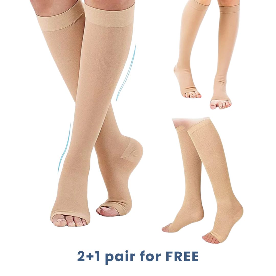 Chaussettes de compression graduelle à bout ouvert pour le soutien de la circulation sanguine