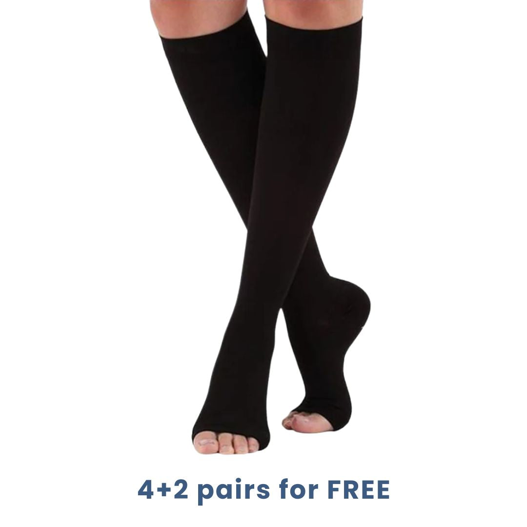 Chaussettes de compression graduelle à bout ouvert pour le soutien de la circulation sanguine