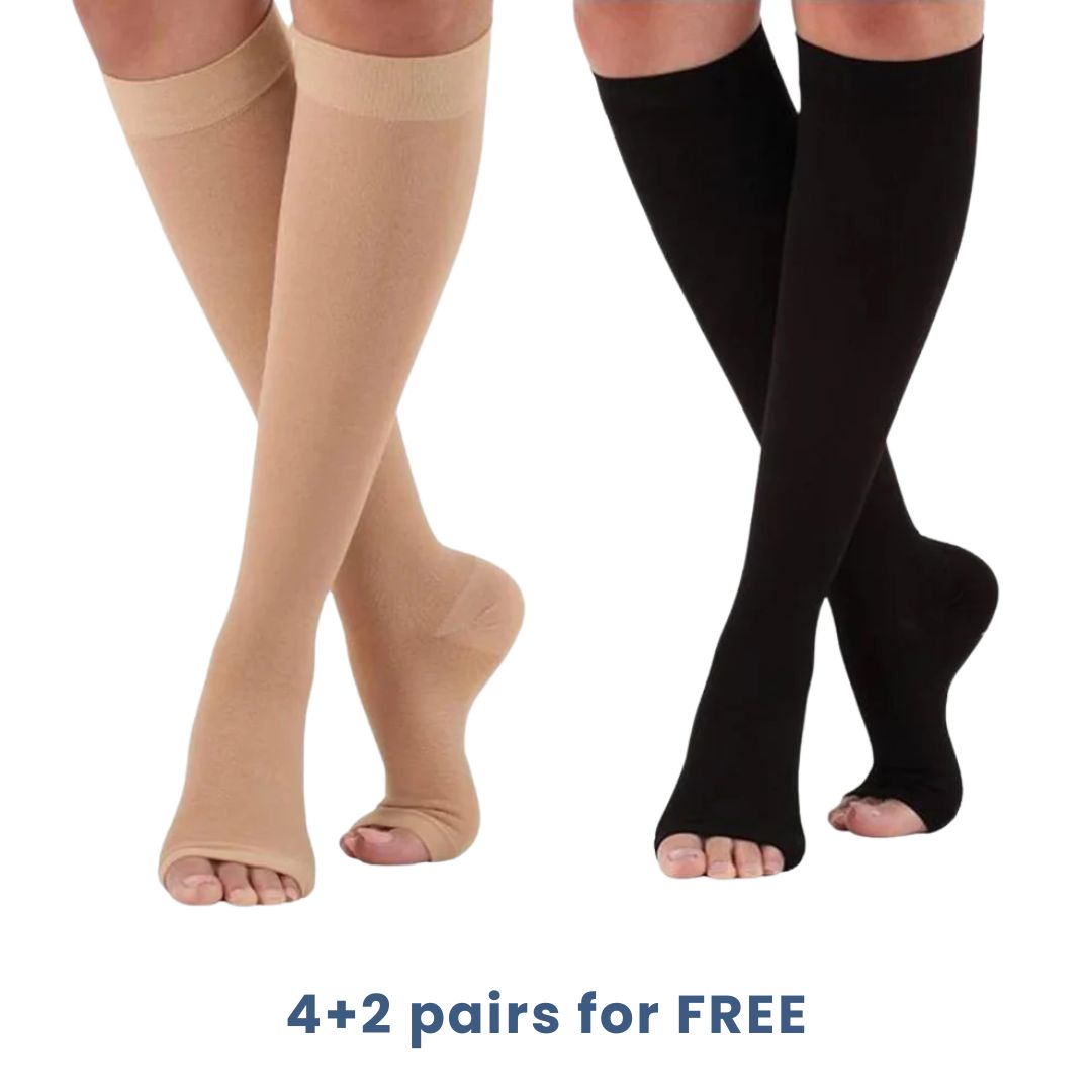 Chaussettes de compression graduelle à bout ouvert pour le soutien de la circulation sanguine