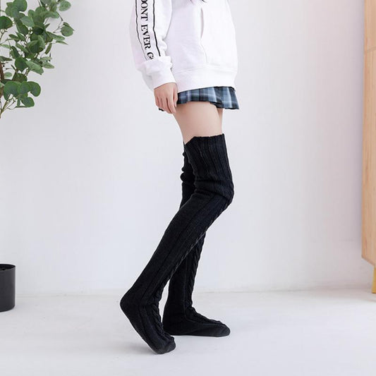 Chaussettes hautes au-dessus du genou tricotées main pour femme - Douces et chaudes