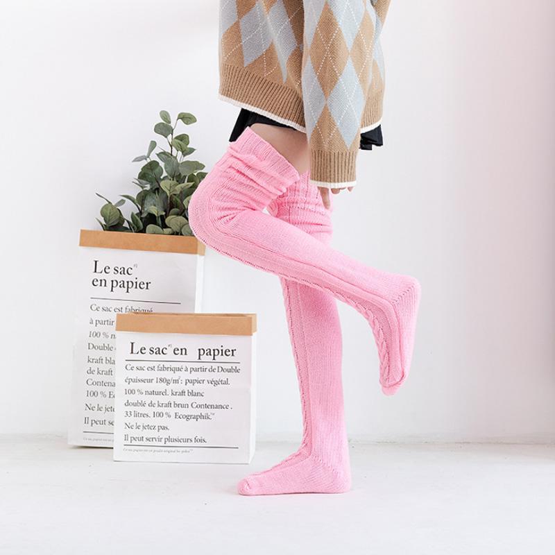 Chaussettes hautes au-dessus du genou tricotées main pour femme - Douces et chaudes