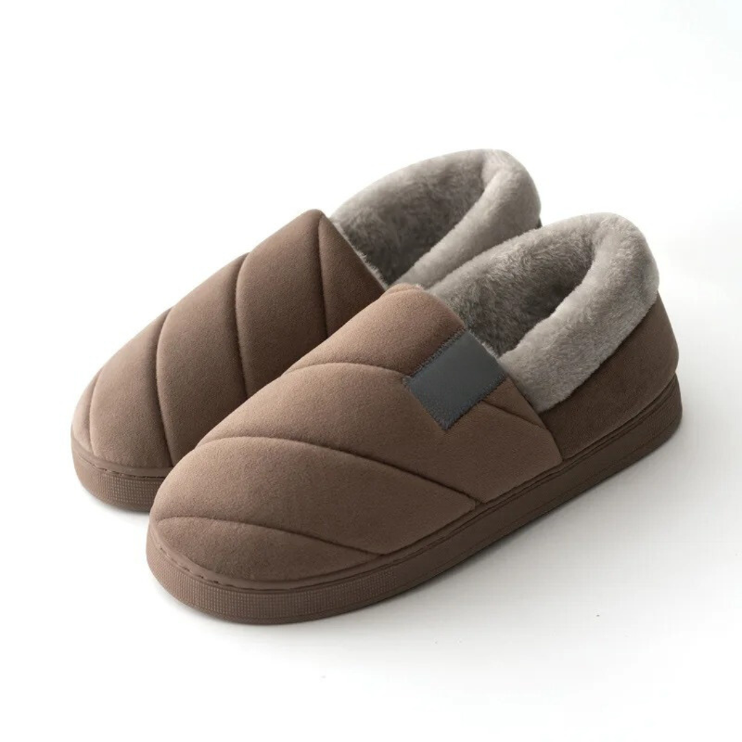 Chaussons antidérapants en fourrure pour homme