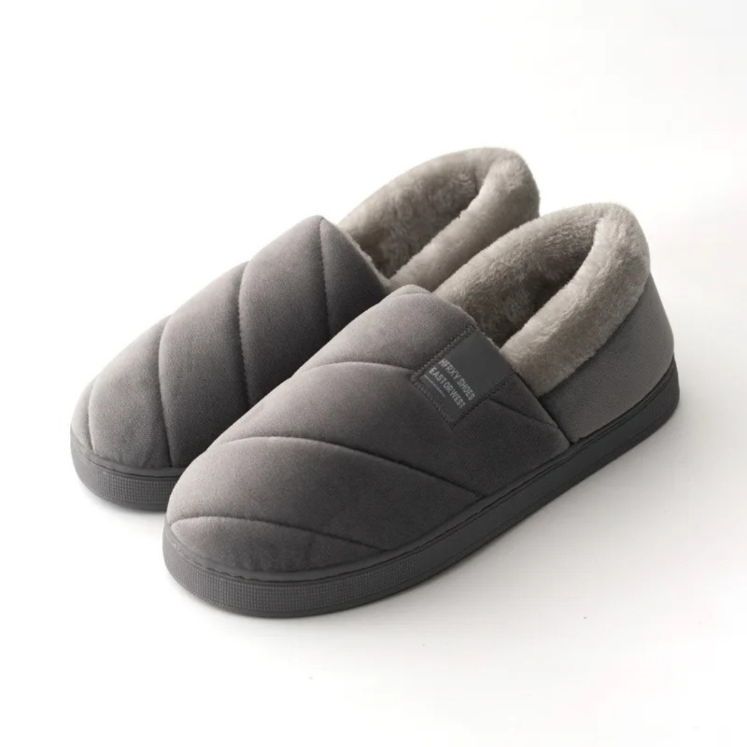 Chaussons antidérapants en fourrure pour homme