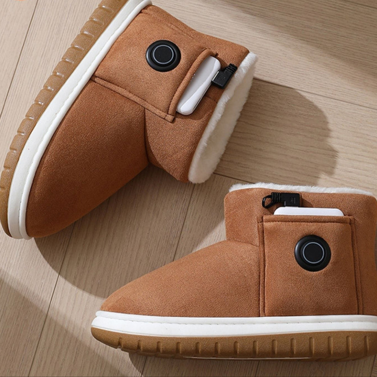 Chaussons chauffants USB pour homme et femme – Chaussons doux avec réglage de la température