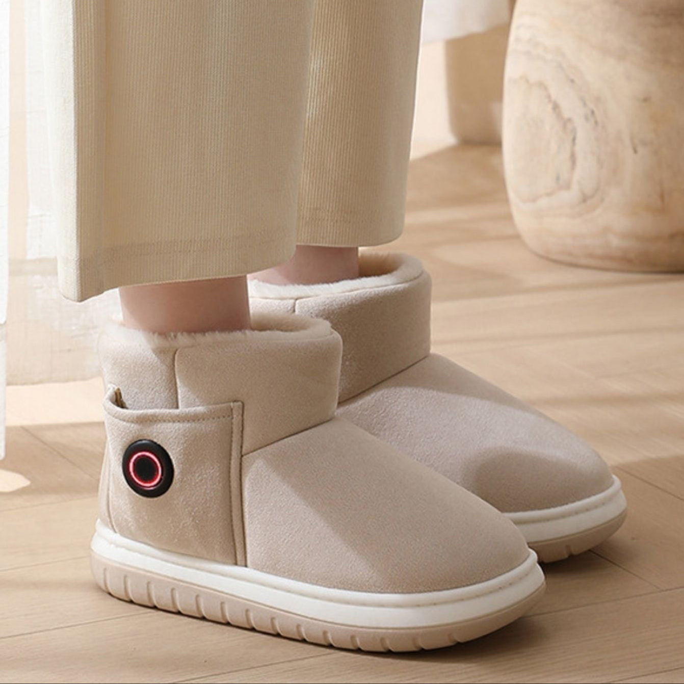Chaussons chauffants USB pour homme et femme – Chaussons doux avec réglage de la température