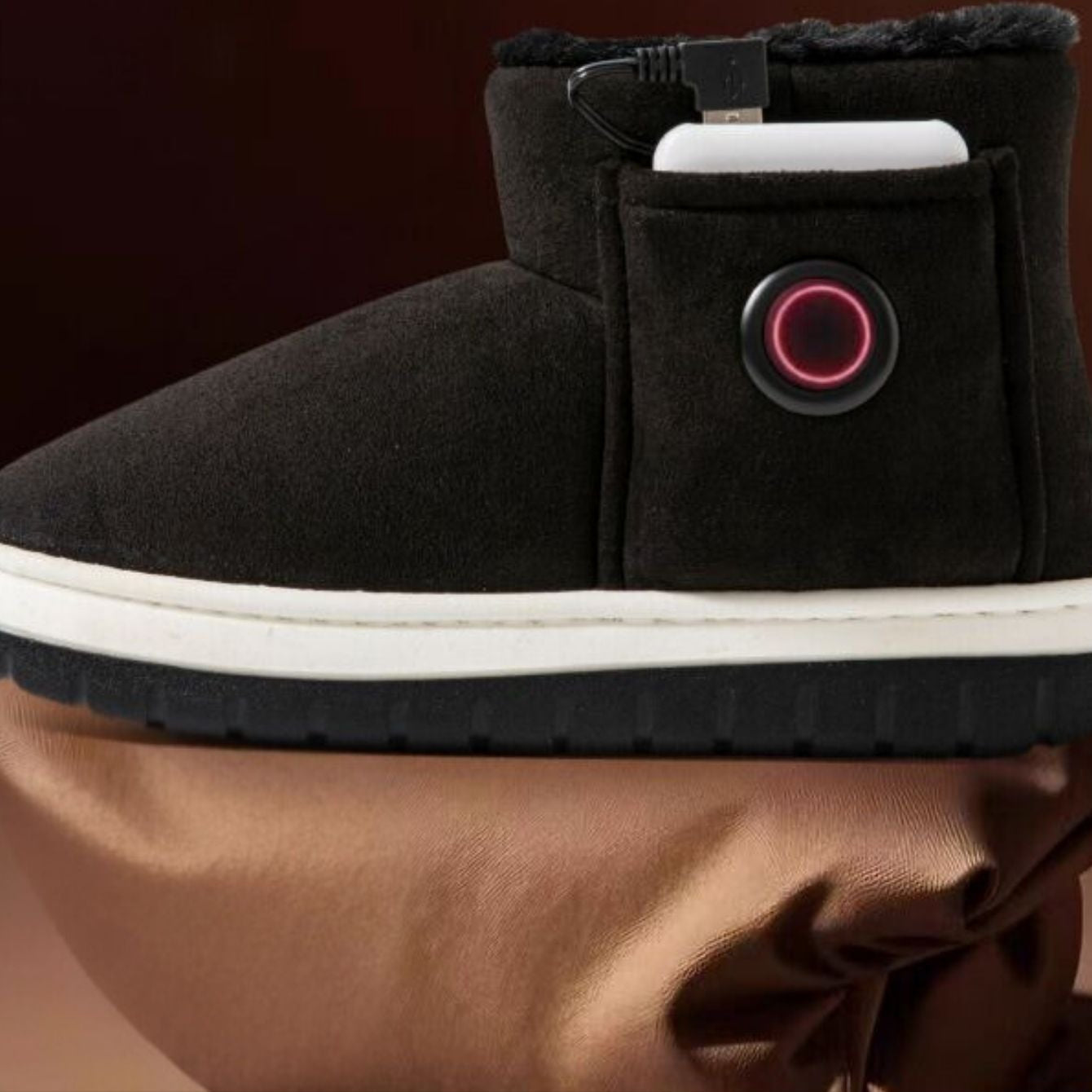Chaussons chauffants USB pour homme et femme – Chaussons doux avec réglage de la température
