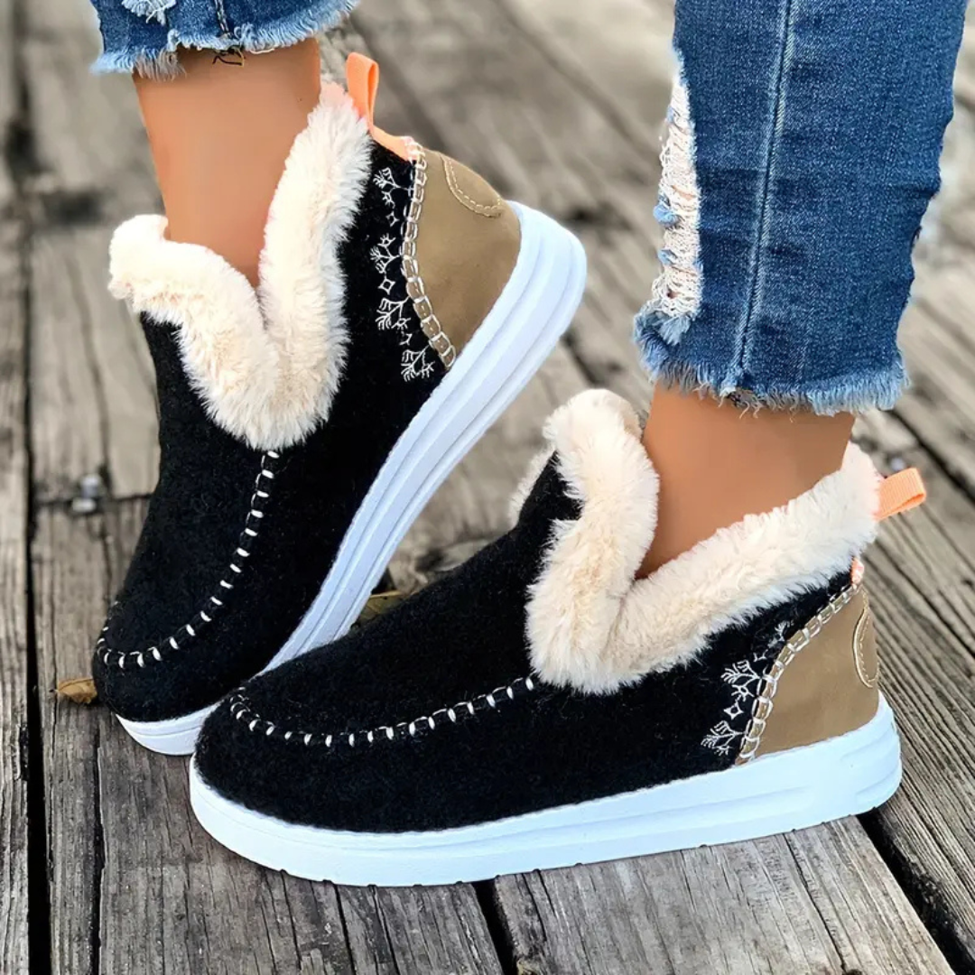 Chaussons d'hiver confortables doublés de polaire pour femme