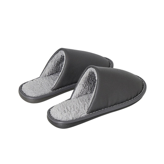 Chaussons d'intérieur en cuir PU – Élégants, durables et confortables (marron et gris)