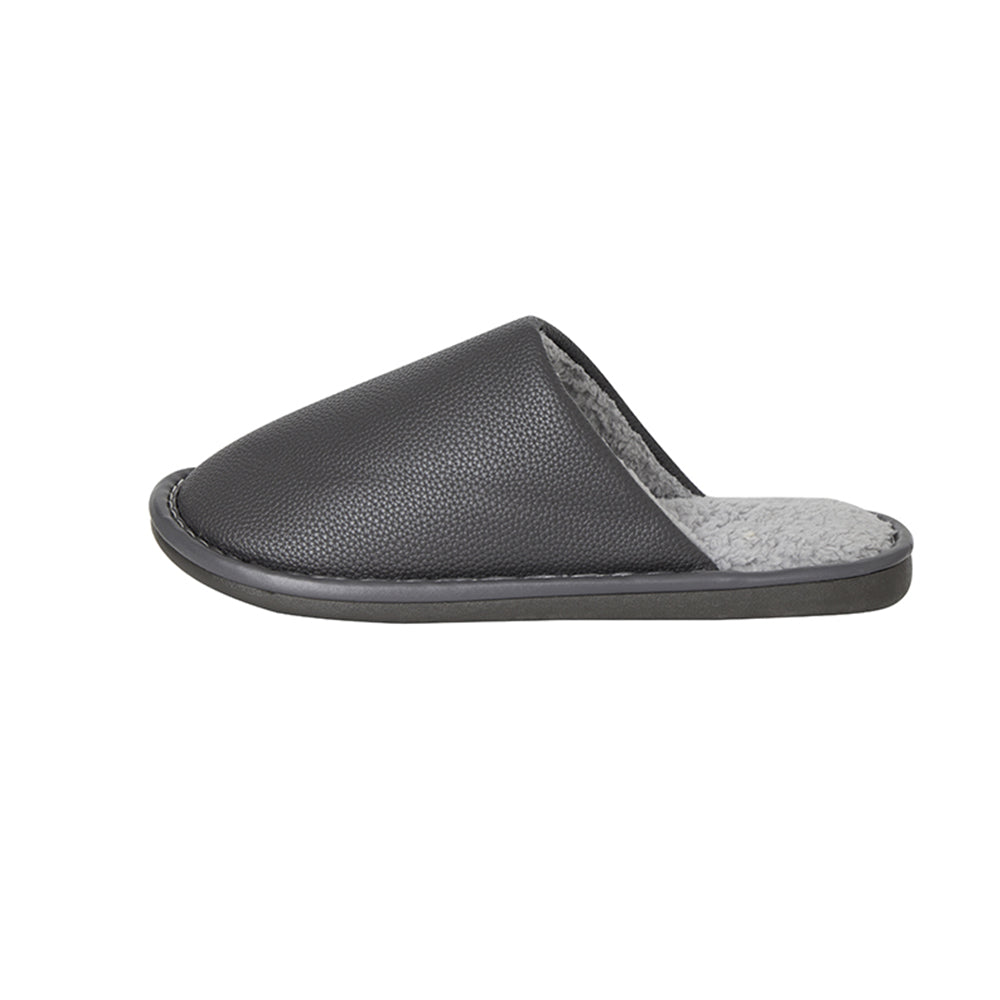 Chaussons d'intérieur en cuir PU – Élégants, durables et confortables (marron et gris)