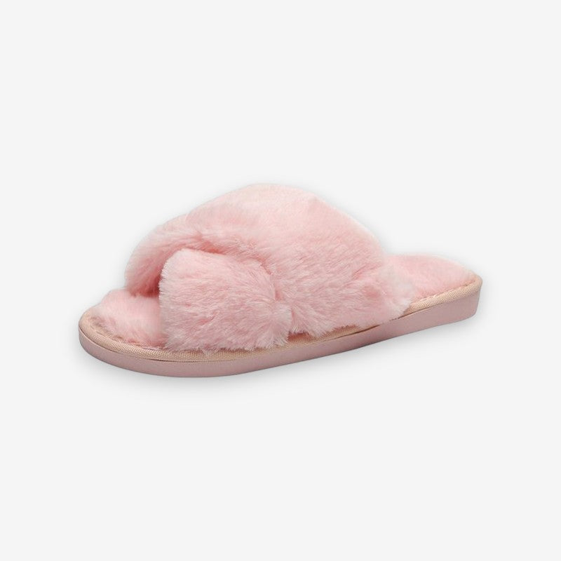Chaussons d'intérieur pour femme à brides croisées et talon ouvert