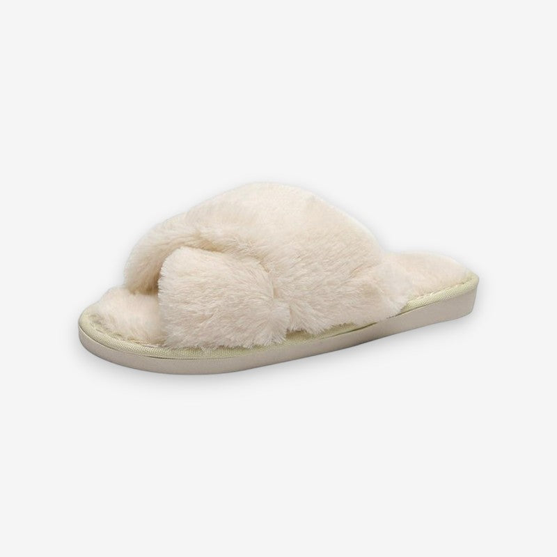 Chaussons d'intérieur pour femme à brides croisées et talon ouvert