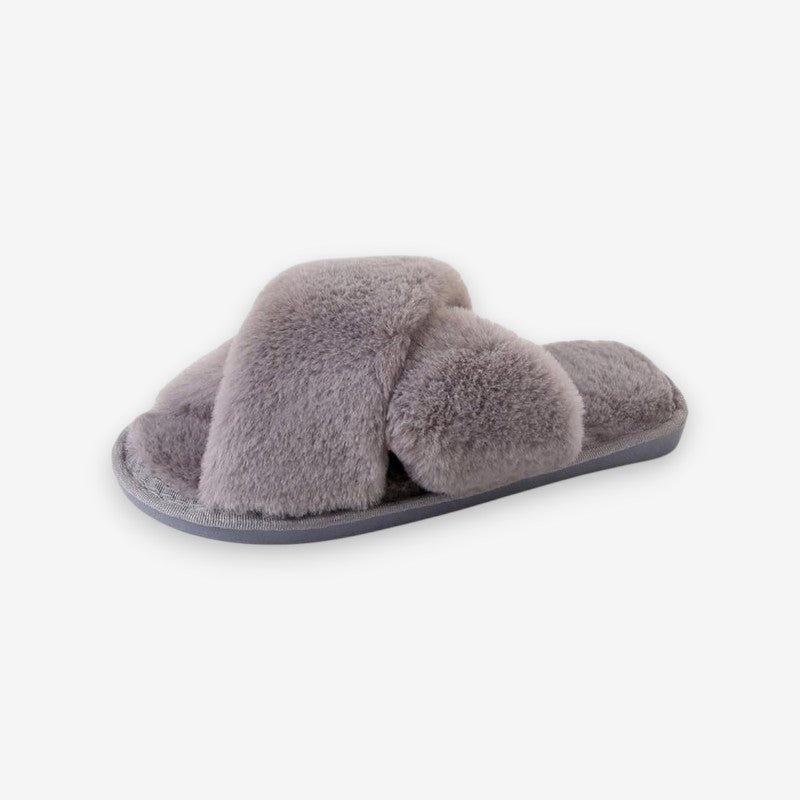 Chaussons d'intérieur pour femme à brides croisées et talon ouvert