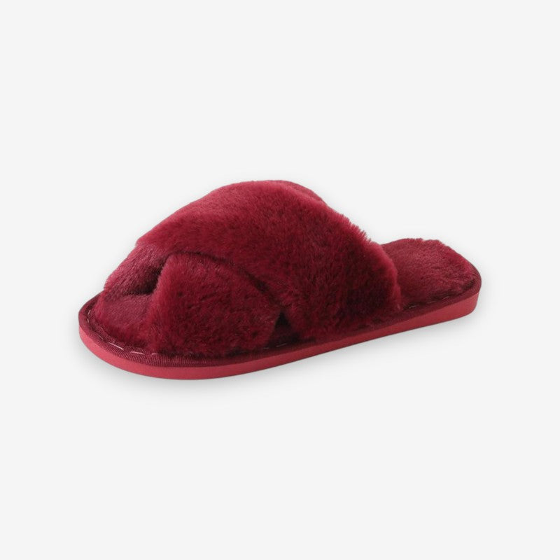 Chaussons d'intérieur pour femme à brides croisées et talon ouvert