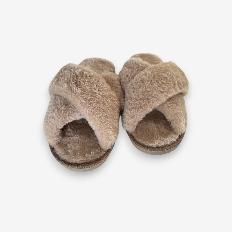 Chaussons d'intérieur pour femme à brides croisées et talon ouvert