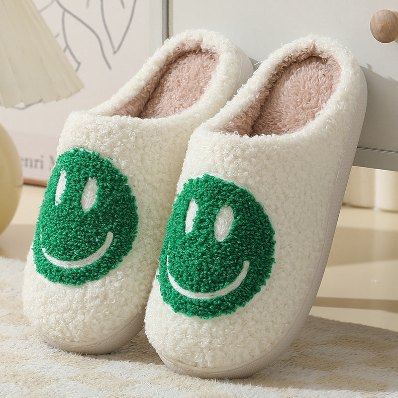 Chaussons d'intérieur pour femme à motif smiley et doublure douce
